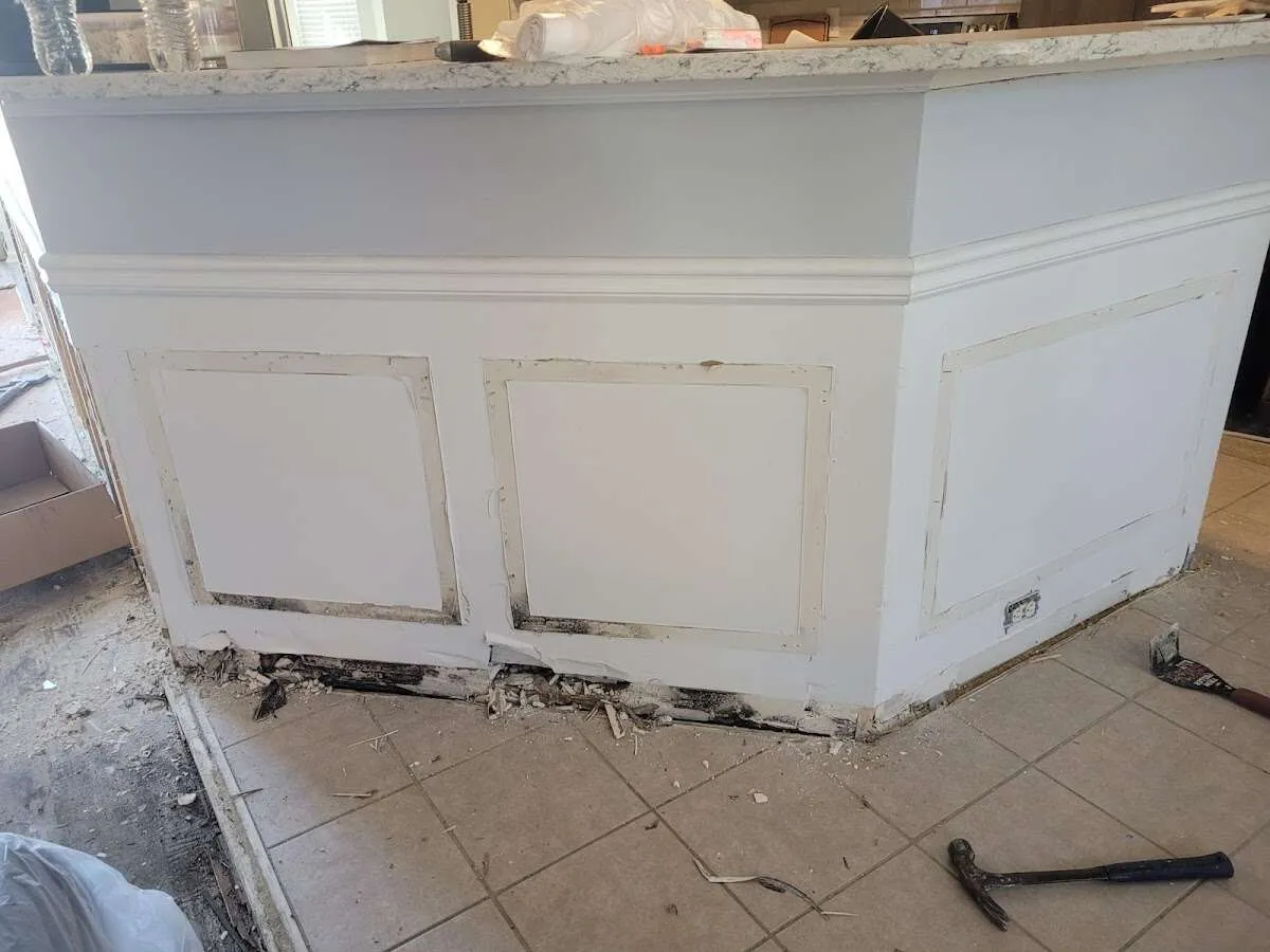 Water damage and mold on kitchen during Storm Damage Restoration in Superior